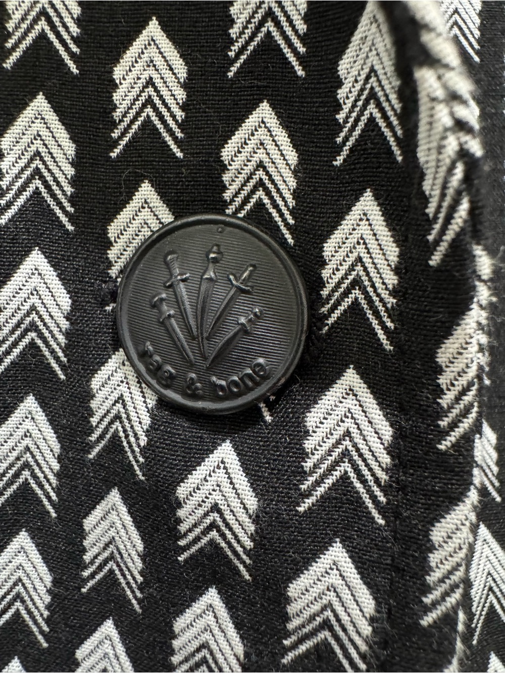 Rag & Bone Bailey Chevron Arrow Print Wool Blend Blazer Jacket Size 10 - Picture 5 of 12